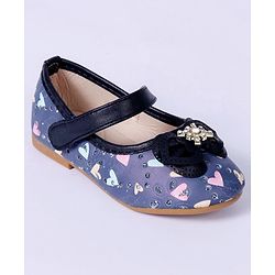 Cute Walk By Babyhug Floral Embellished Party Wear Bellies - Blue
