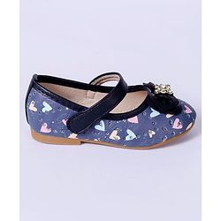 Cute Walk By Babyhug Floral Embellished Party Wear Bellies - Blue