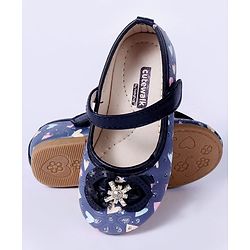 Cute Walk By Babyhug Floral Embellished Party Wear Bellies - Blue