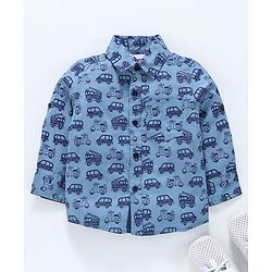 Babyhug Full Sleeves Shirt Vehicle Print - Blue