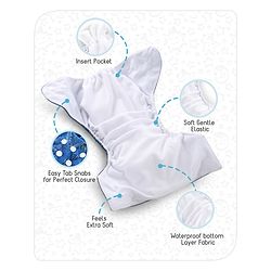 Babyhug Free Size Reusable Cloth Diaper With Insert Denim Print - Blue