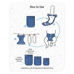 Babyhug Free Size Reusable Cloth Diaper With Insert Denim Print - Blue