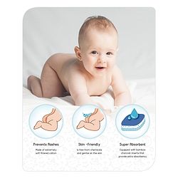 Babyhug Free Size Reusable Cloth Diaper With Insert Denim Print - Blue