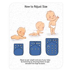 Babyhug Free Size Reusable Cloth Diaper With Insert Denim Print - Blue