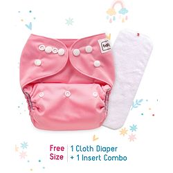 Babyhug Free Size Reusable Cloth Diaper With Insert - Pink