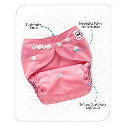 Babyhug Free Size Reusable Cloth Diaper With Insert - Pink