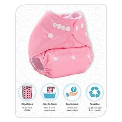 Babyhug Free Size Reusable Cloth Diaper With Insert - Pink