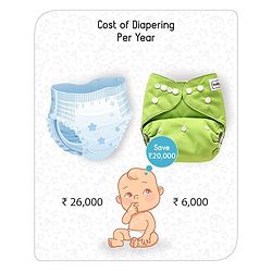 Babyhug Free Size Reusable Cloth Diaper With Insert - Green