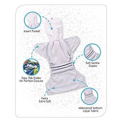 Babyhug Free Size Reusable Cloth Diaper With Insert Monster Print - Blue (Packaging May Vary)