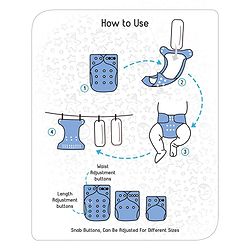 Babyhug Free Size Reusable Cloth Diaper With Insert Monster Print - Blue (Packaging May Vary)