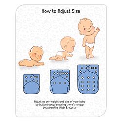 Babyhug Free Size Reusable Cloth Diaper With Insert Monster Print - Blue (Packaging May Vary)