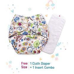 Babyhug Free Size Reusable Cloth Diaper With Insert - White (Packaging May Vary)