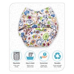 Babyhug Free Size Reusable Cloth Diaper With Insert - White (Packaging May Vary)