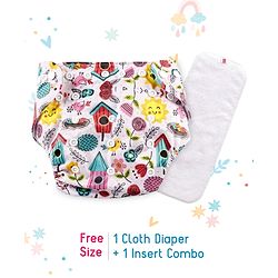 Babyhug Free Size Reusable Cloth Diaper With Insert - White (Packaging May Vary)