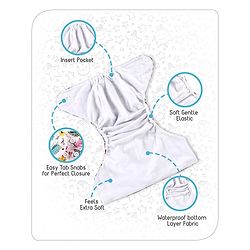Babyhug Free Size Reusable Cloth Diaper With Insert - White (Packaging May Vary)