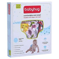 Babyhug Free Size Reusable Cloth Diaper With Insert - White (Packaging May Vary)