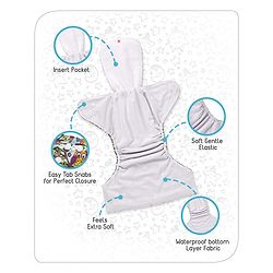 Babyhug Free Size Reusable Cloth Diaper With Insert - White (Packaging May Vary)