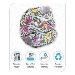 Babyhug Free Size Reusable Cloth Diaper With Insert - White (Packaging May Vary)