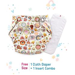 Babyhug Free Size Reusable Cloth Diaper With Insert - White (Packaging May Vary)