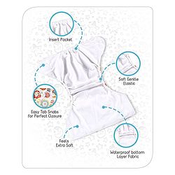 Babyhug Free Size Reusable Cloth Diaper With Insert - White (Packaging May Vary)