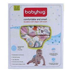 Babyhug Free Size Reusable Cloth Diaper With Insert - White (Packaging May Vary)
