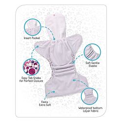 Babyhug Free Size Reusable Cloth Diaper With Insert - White (Packaging May Vary)