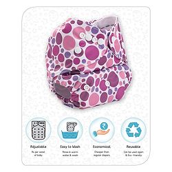 Babyhug Free Size Reusable Cloth Diaper With Insert - White (Packaging May Vary)