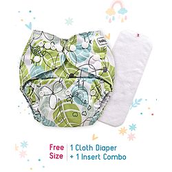 Babyhug Free Size Reusable Cloth Diaper With Insert - White (Packaging May Vary)