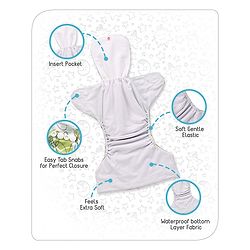 Babyhug Free Size Reusable Cloth Diaper With Insert - White (Packaging May Vary)