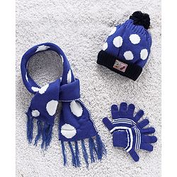 Babyhug Woollen Cap Mittens & Muffler Set - Purple