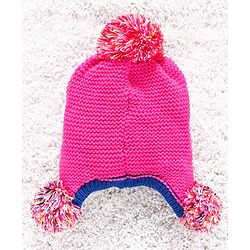 Babyhug Woolen Cap Gloves & Muffler Set Heart Motif - Fuchsia Blue