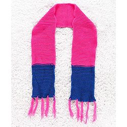 Babyhug Woolen Cap Gloves & Muffler Set Heart Motif - Fuchsia Blue