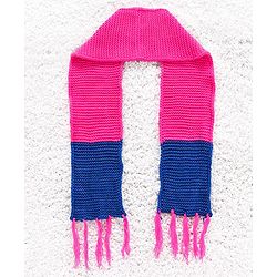 Babyhug Woolen Cap Gloves & Muffler Set Heart Motif - Fuchsia Blue