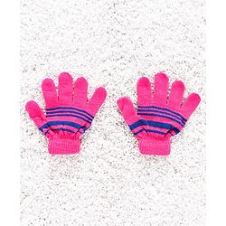 Babyhug Woolen Cap Gloves & Muffler Set Heart Motif - Fuchsia Blue