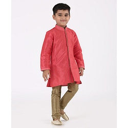 Babyhug Full Sleeves Kurta with Pyjama - Pink Golden