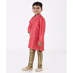 Babyhug Full Sleeves Kurta with Pyjama - Pink Golden