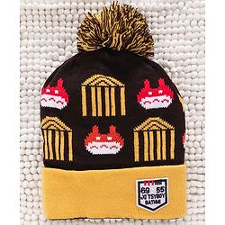 Babyhug Woollen Cap Gloves & Muffler Set Pom Pom Design - Dark Brown