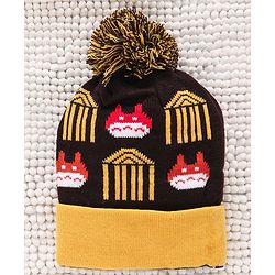Babyhug Woollen Cap Gloves & Muffler Set Pom Pom Design - Dark Brown