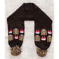 Babyhug Woollen Cap Gloves & Muffler Set Pom Pom Design - Dark Brown