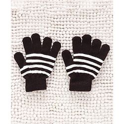Babyhug Woollen Cap Gloves & Muffler Set Pom Pom Design - Dark Brown