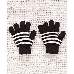 Babyhug Woollen Cap Gloves & Muffler Set Pom Pom Design - Dark Brown