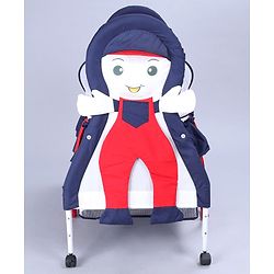 Babyhug Boy Print Cradle with Mosquito Net and Swing Lock Function-Blue Red| Storage Basket| Wheels with Lock| Easy Assembly| Balanced Swing