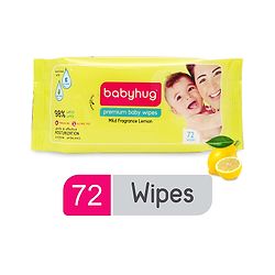 Babyhug Premium 98% Water Baby Wet Wipes with Lemon Scent - 72 Pieces