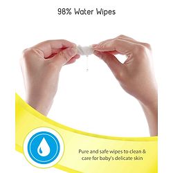 Babyhug Premium 98% Water Baby Wet Wipes with Lemon Scent - 72 Pieces