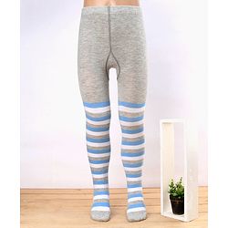 Cute Walk by Babyhug Antibacterial Footed Tights Stockings Stripes Design - Grey