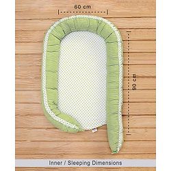 Babyhug Premium 3 Piece Nest Gadda Set With Diaper Changing Mat in Polka Dots Print - Green