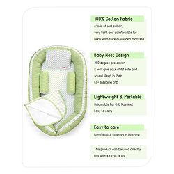 Babyhug Premium 3 Piece Nest Gadda Set With Diaper Changing Mat in Polka Dots Print - Green