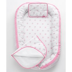 Babyhug Premium 3 Piece Nest Gadda Set With Diaper Changing Mat in Polka Dots Print - Green