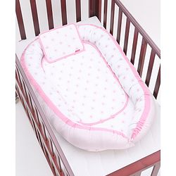 Babyhug Premium 3 Piece Nest Gadda Set With Diaper Changing Mat in Polka Dots Print - Green