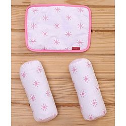 Babyhug Premium 3 Piece Nest Gadda Set With Diaper Changing Mat in Polka Dots Print - Green